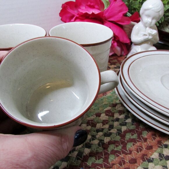Set of 3 Otagiri Prado Stoneware Cups / Saucers Mid-Century Modern Kitchen Decor - Picture 8 of 12